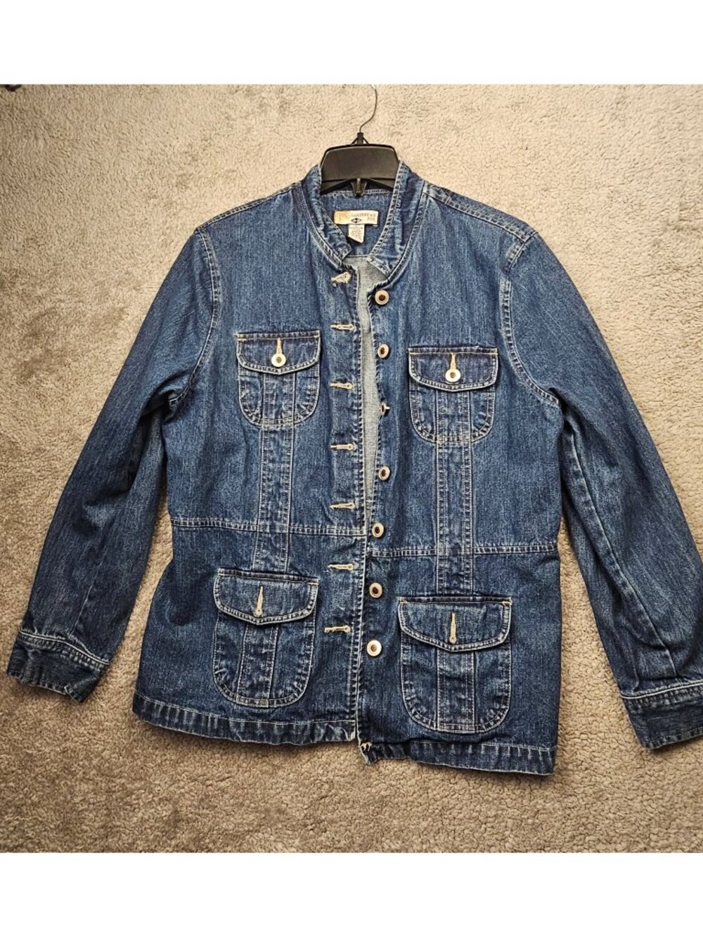 Caribbean Joe Womens Denim Jacket With Mandarin Collar & Four Pockets 100% Cotto